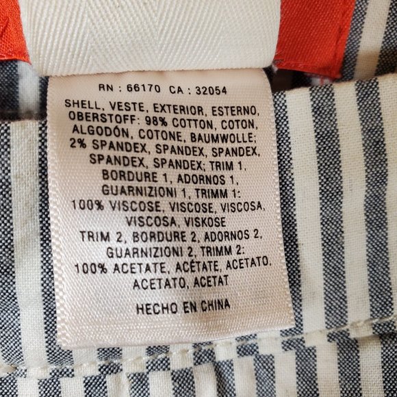 Cartonnier for Anthropology sz 12 Gray and White Stipe Embroidered Ankle Pants - Picture 10 of 12